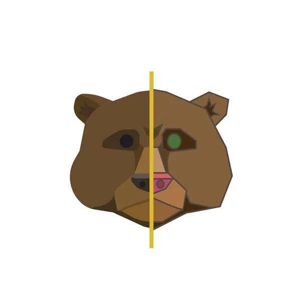 Dwie Połówki Niedźwiedzi Syberyjskich Wykonane Jako Ilustracja Wektorowa Białym Odizolowanym — Wektor stockowy
