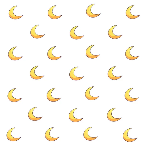 Outlined Yellow Crescent Moons Pattern White Isolated Background Vector Illustration — Stock Vector