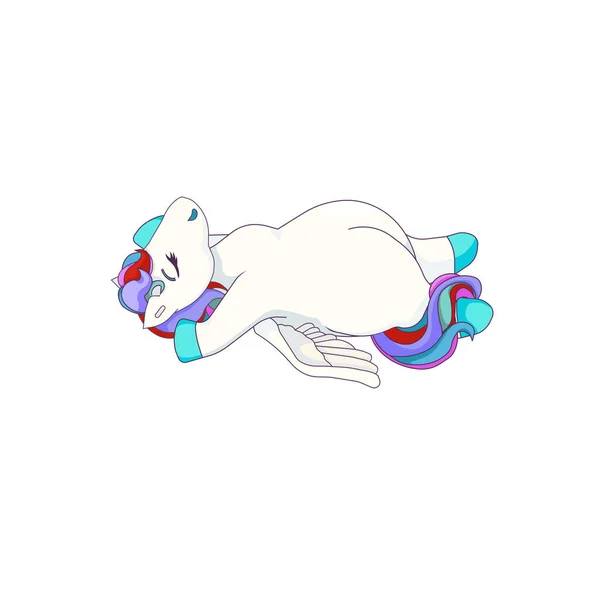 Cute Menguraikan Pegasus Pada Latar Belakang Terisolasi Putih Vektor Gambar - Stok Vektor