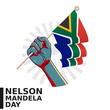 Nelson Mandela Günü 'nün kutlaması için Nelson Mandela Günü' nün vektör grafiği. Düz dizayn. Broşür tasarımı. Düz çizim. poster tasarımı.