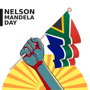 Nelson Mandela Günü 'nün kutlaması için Nelson Mandela Günü' nün vektör grafiği. Düz dizayn. Broşür tasarımı. Düz çizim. poster tasarımı.