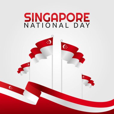 Singapur Ulusal Günü 'nün vektör grafiği Singapur Ulusal Günü kutlamaları için iyi. düz dizayn. İlan tasarımı. Düz illüstrasyon.