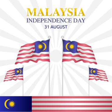 Malezya 'nın bağımsızlık gününün vektör grafiği Malezya' nın bağımsızlık kutlamaları için iyidir. düz dizayn. İlan tasarımı. Düz illüstrasyon.