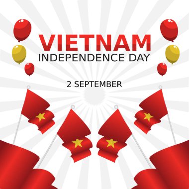 Vietnam 'ın bağımsızlık gününün vektör grafiği Vietnam' ın bağımsızlık günü için iyi. düz dizayn. Broşür tasarımı. Düz çizim. Ulusal gün. Bağımsızlık günü. kutlama.