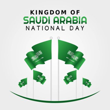 Suudi Arabistan Ulusal Günü 'nün vektör grafiği Suudi Arabistan Ulusal Günü kutlamaları için iyidir. düz dizayn. Broşür tasarımı. Düz çizim. Ulusal gün. kutlama.