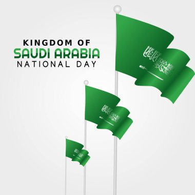 Suudi Arabistan Ulusal Günü 'nün vektör grafiği Suudi Arabistan Ulusal Günü kutlamaları için iyidir. düz dizayn. Broşür tasarımı. Düz çizim. Ulusal gün. kutlama.