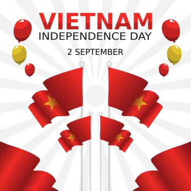 Vietnam 'ın bağımsızlık gününün vektör grafiği Vietnam' ın bağımsızlık günü için iyi. düz dizayn. Broşür tasarımı. Düz çizim. Ulusal gün. Bağımsızlık günü. kutlama.