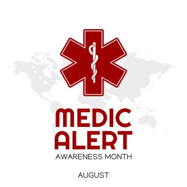 Tıbbi Uyarı Uyarı Ayının vektör grafiği Sağlıkçı Uyarı Kutlaması için uygun. düz dizayn. İlan tasarımı. Düz illüstrasyon.