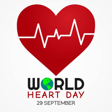 Dünya Kalp Günü 'nün vektör grafiği Dünya Kalp Günü kutlamaları için iyidir. düz dizayn. İlan tasarımı. Düz illüstrasyon.