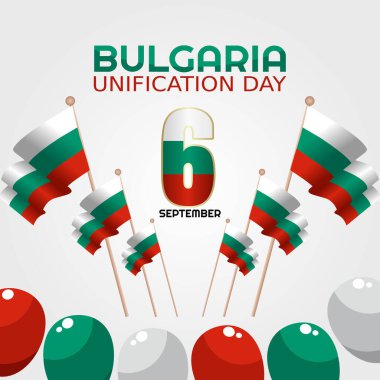 Bulgaristan 'ın birleşme gününün vektör grafiği Bulgaristan' ın birleşme günü için iyi. düz dizayn. İlan tasarımı. Düz illüstrasyon.