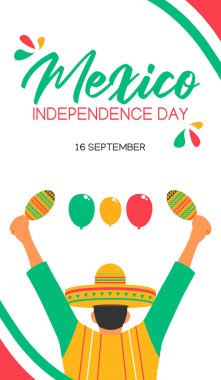 Meksika 'nın bağımsızlık gününün vektör grafiği Meksika' nın bağımsızlık günü için iyi. düz dizayn. İlan tasarımı. Düz illüstrasyon.