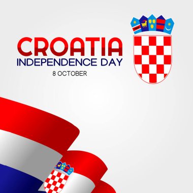 Hırvatistan 'ın bağımsızlık gününün vektör grafiği Hırvatistan' ın bağımsızlık günü kutlamaları için iyi. düz dizayn. İlan tasarımı. Düz illüstrasyon.