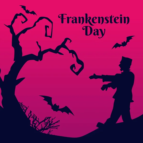 Ulusal Frankenstein Günü 'nün vektör grafiği Frankenstein Günü kutlamaları için iyidir. düz dizayn. İlan tasarımı. Düz illüstrasyon.