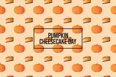 Balkabaklı cheesecake gününün vektör grafiği balkabaklı cheesecake günü kutlaması için iyidir. düz dizayn. İlan tasarımı. Düz illüstrasyon.