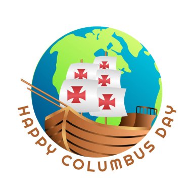 Columbus Günü 'nün vektör grafiği Kolomb Günü kutlaması için iyi. düz dizayn. İlan tasarımı. Düz illüstrasyon.