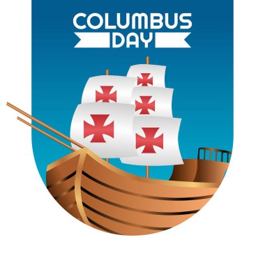 Columbus Günü 'nün vektör grafiği Kolomb Günü kutlaması için iyi. düz dizayn. İlan tasarımı. Düz illüstrasyon.