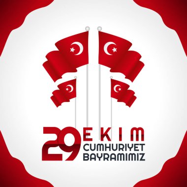 ekim cumhuriyet bayramisi vektör grafiği ekim cumhuriyet bayramimiz için iyidir. düz dizayn. Broşür tasarımı. Düz çizim. Tercümesi: Ekim Cumhuriyet Günü.