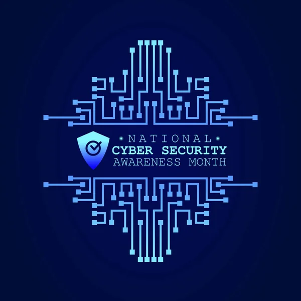 Ulusal siber güvenlik farkındalığı ayının vektör grafiği ulusal siber güvenlik farkındalık ayı kutlamaları için iyidir. düz dizayn. İlan tasarımı. Düz illüstrasyon.