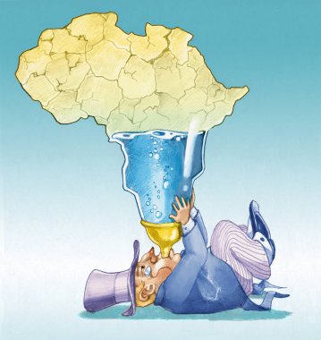 Onu bir çöle dönüm bir biberon olarak Afrika zengin bir banker kullanır