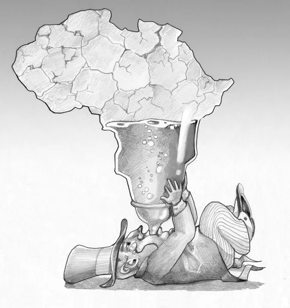 Bogaty Bankier Używa Afryki Jako Butelka Dziecko Zamieniając Pustyni — Zdjęcie stockowe