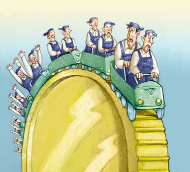 büyük para nerede işçiler korkmuş siyasi mizah karikatür gitmek mutlu tırmanmak Rus dağ olur