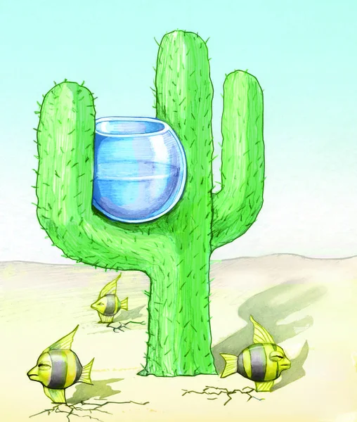Desertification political cartoon — Stock Photo, Image