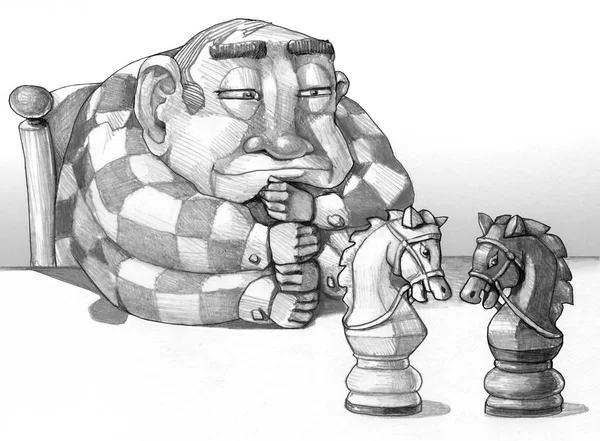 Giocatore di scacchi bn — Foto Stock