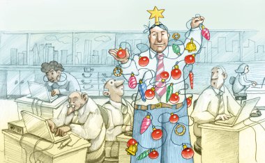 Yeni çalışma mizahi noel kartpostalı