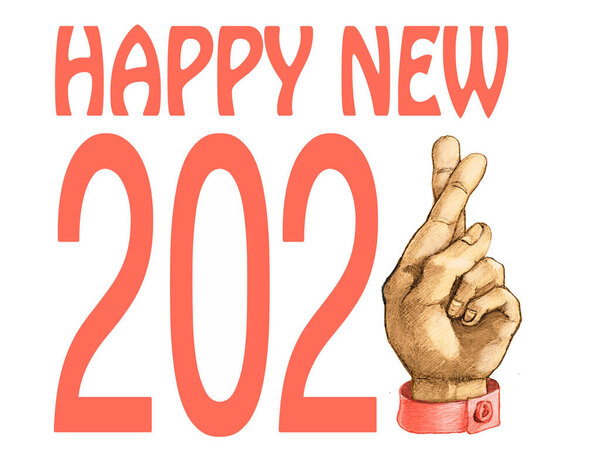 Happy New 2021 Pencil Humorous Draw Stock Picture