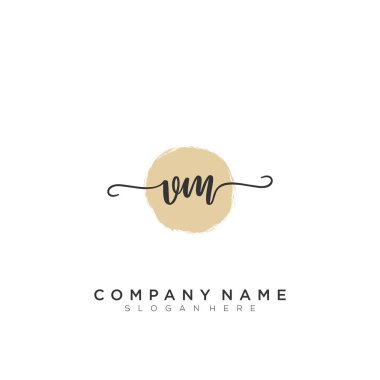Initial letter VM Signature handwriting Logo Vector clipart