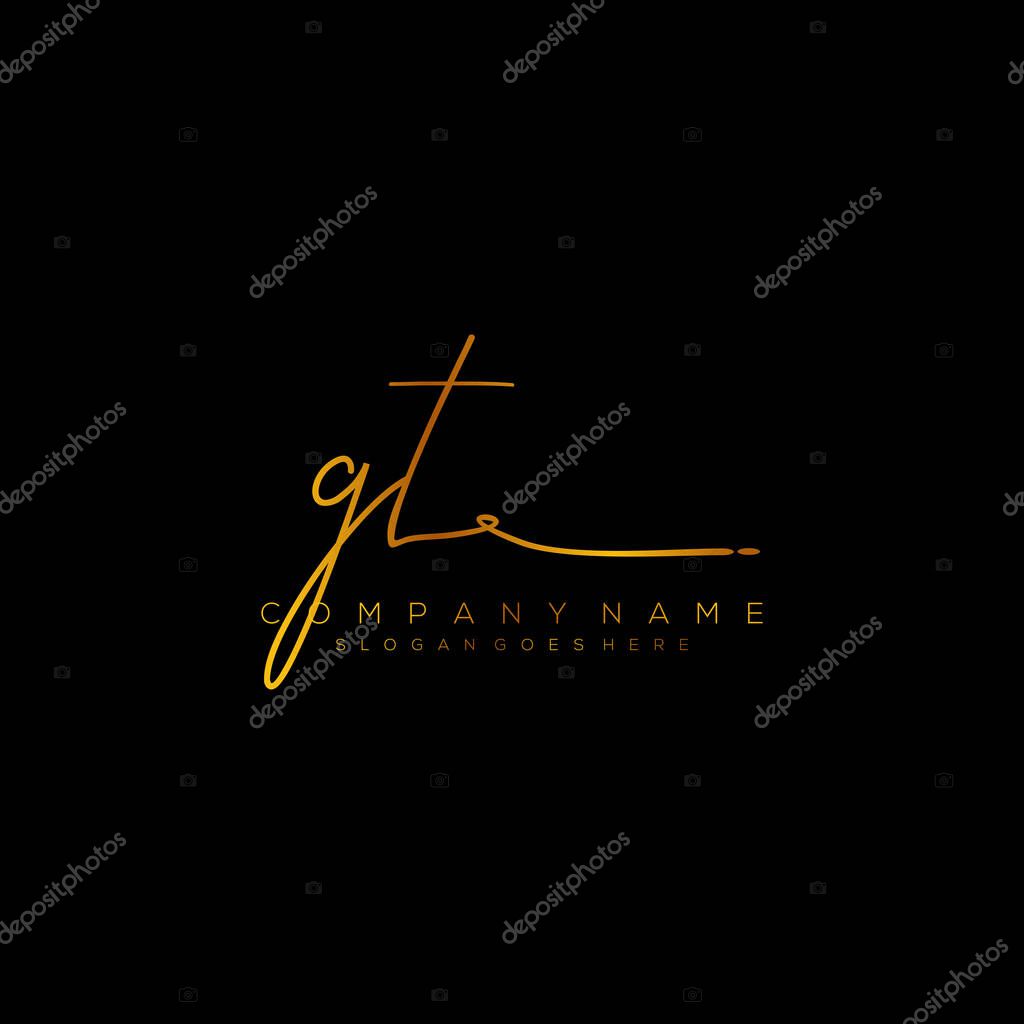 Initial letter GT Signature handwriting Logo Vector