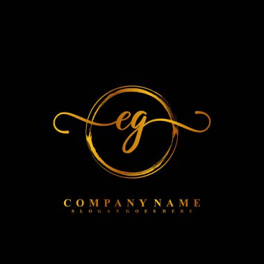 E G EG İlk el yazısı logo şablonu vektörü