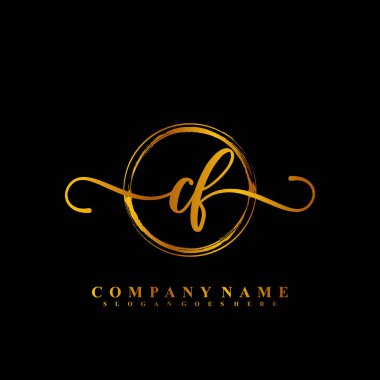 C F CF İlk el yazısı logo şablonu vektörü
