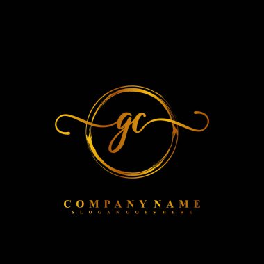 G C GC İlk el yazısı logo şablonu vektörü