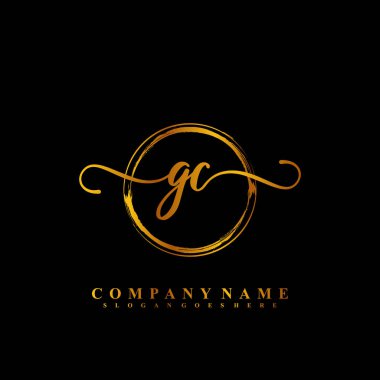 G C GC Initial handwriting logo template vector clipart