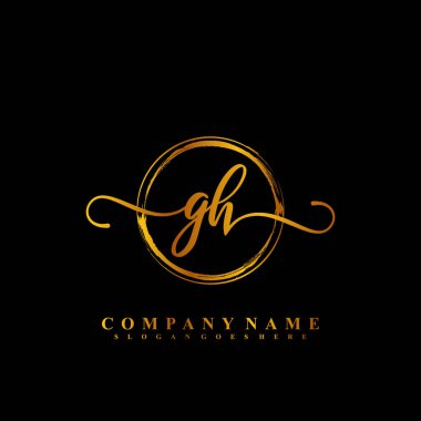 G H GH İlk el yazısı logo şablonu vektörü