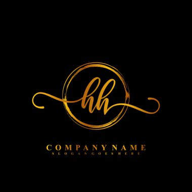 H H HH İlk el yazısı logo şablonu vektörü