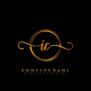 I C IC İlk el yazısı logo şablonu vektörü