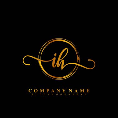 I H IH İlk el yazısı logo şablonu vektörü