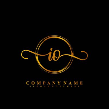 I O IO İlk el yazısı logo şablonu vektörü