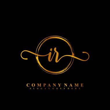 I R IR İlk el yazısı logo şablonu vektörü