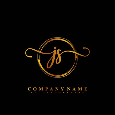 J S JS İlk el yazısı logo şablonu vektörü