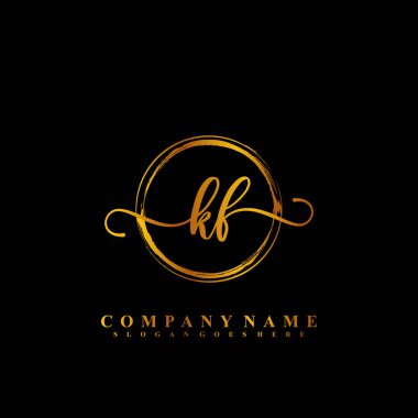 K F KF İlk el yazısı logo şablonu vektörü