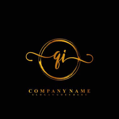 Q QI İlk el yazısı logo şablonu vektörü