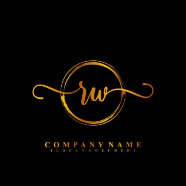 R W RW İlk el yazısı logo şablonu vektörü