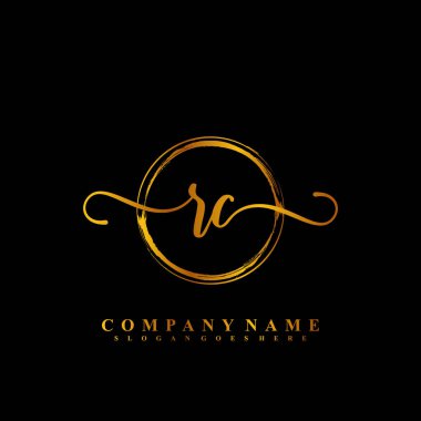 R C RC İlk el yazısı logo şablonu vektörü