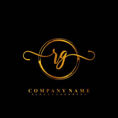R G RG İlk el yazısı logo şablonu vektörü