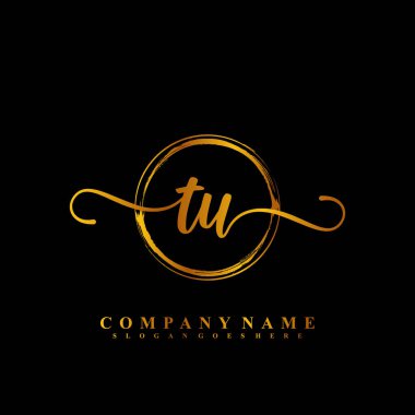 T U TU İlk el yazısı logo şablonu vektörü