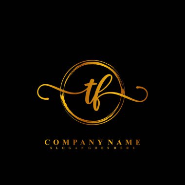 T F TF İlk el yazısı logo şablonu vektörü