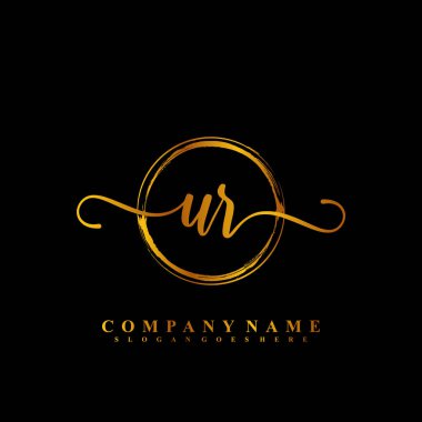 U R UR İlk el yazısı logo şablonu vektörü